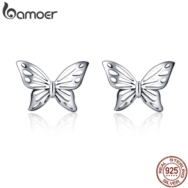 BAMOER Insect Collection 925 Sterling Silver Butterfly Dream Exquisite Stud Earrings for Women Sterling Silver Jewelry SCE452